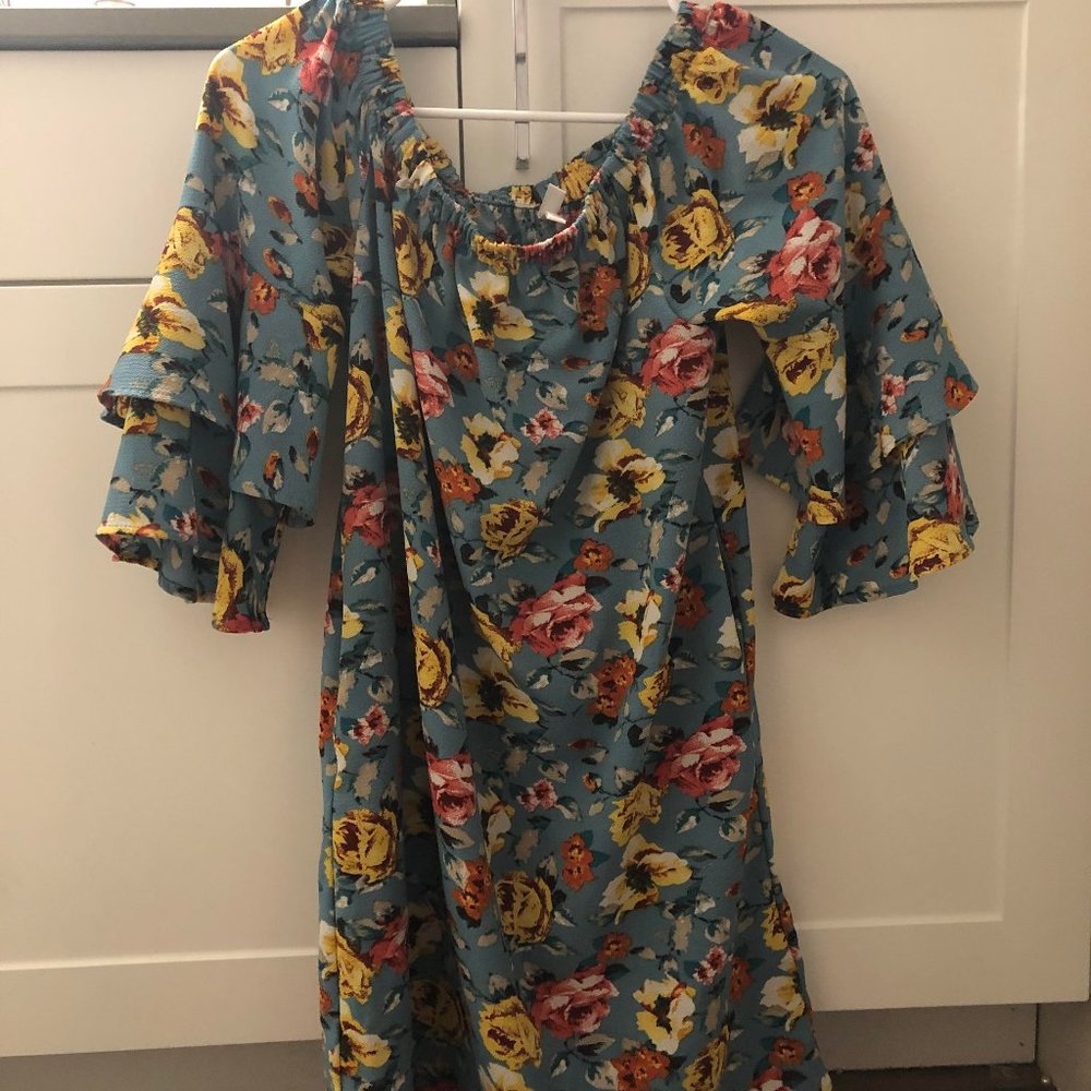 Blue Dress with Flowers